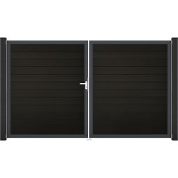 GroJa Doppeltor Solid Steckzaun Schwarz 3