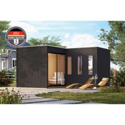 Karibu Woodfeeling Saunahaus Paradise schwarz 6