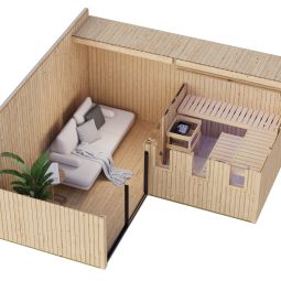 Karibu Woodfeeling Saunahaus Paradise schwarz 3