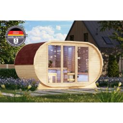 Karibu Woodfeeling Fasssauna breit naturbelassen 5
