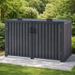 Wellker Mülltonnenbox 2er Metall anthrazit 4