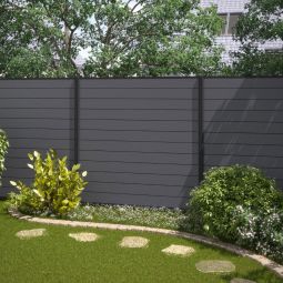 TraumGarten WPC-Sichtschutzzaun Rundum-Sorglos-Paket CLASSIC Anthrazit/Anthrazit 3