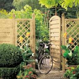 TraumGarten Sichtschutzzaun-Tor Holz XL rund 3