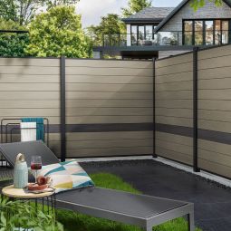 TraumGarten WPC-Sichtschutzzaun Rundum-Sorglos-Paket PLATINUM taupe-grau 6