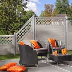 TraumGarten Sichtschutzzaun ARZAGO Holz Grau 3