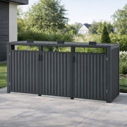Wellker Mülltonnenbox 3er Metall anthrazit 4