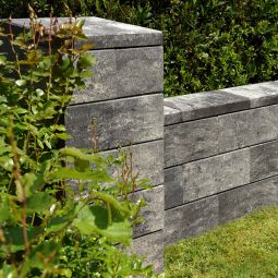 WESERWABEN Gartenmauer Vario-Line Mauerstein Anthrazit-Weiß 5