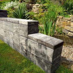 WESERWABEN Gartenmauer Vario-Line Mauerstein Anthrazit-Weiß 4