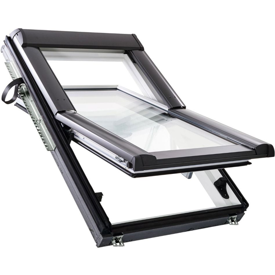 Fenêtre de toit à rotation Roto Designo R6 WDF R68CH manuelle vitrage comfort bois blanc, 54x98 cm (5/9)