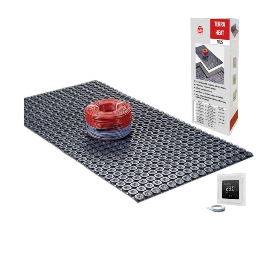 Jollytherm 3in1 Elektro Fußbodenheizung Terraheat PLUS All IN ONE Set Premium, 5 m²