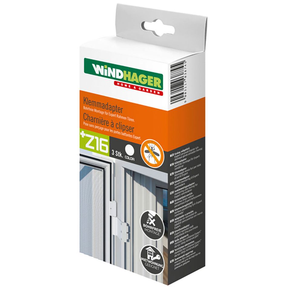 Windhager Insektenschutz Klemmadapter für Rahmentüren Weiß, 1 Pack