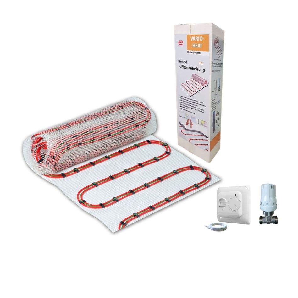Jollytherm Hybrid-Dünnbett-Fußbodenheizung Vario-Heat Set Elektro + Wasser, 5 m²