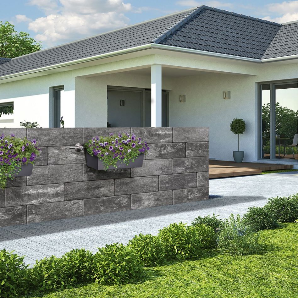 WESERWABEN Gartenmauer Vario-Line Long Mauerstein 1 1/2 Anthrazit-Weiß meliert günstig