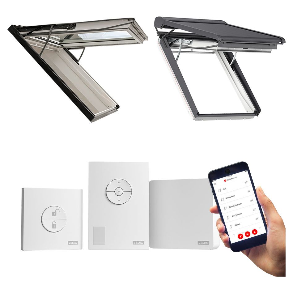 VELUX Aktionsfenster Elektro Klapp-Schwing-Fenster INTEGRA® GPU 007021 Kunststoff weiß Alu THERMO Dachfenster Aktionspaket günstig