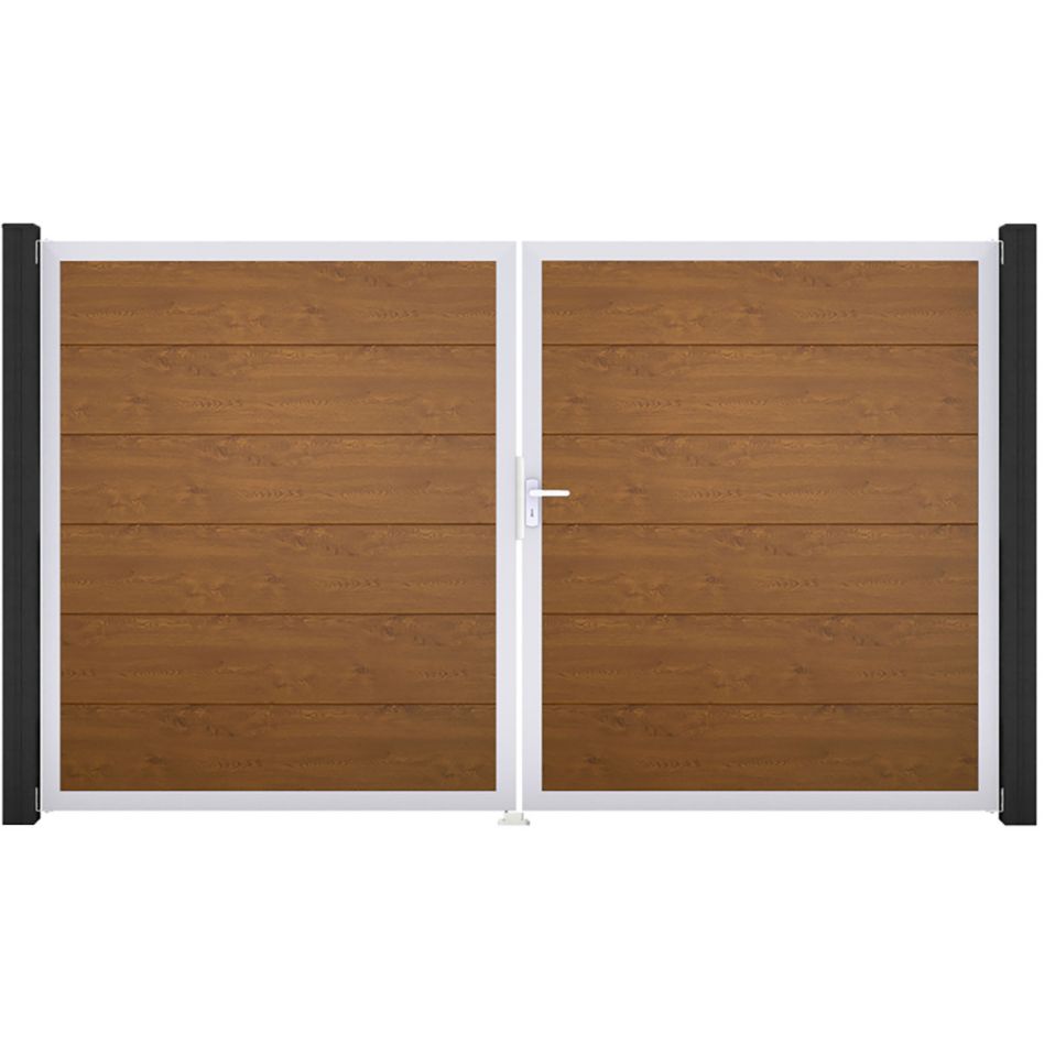 GroJa Doppeltor BasicLine PVC-Steckzaun Golden Oak günstig