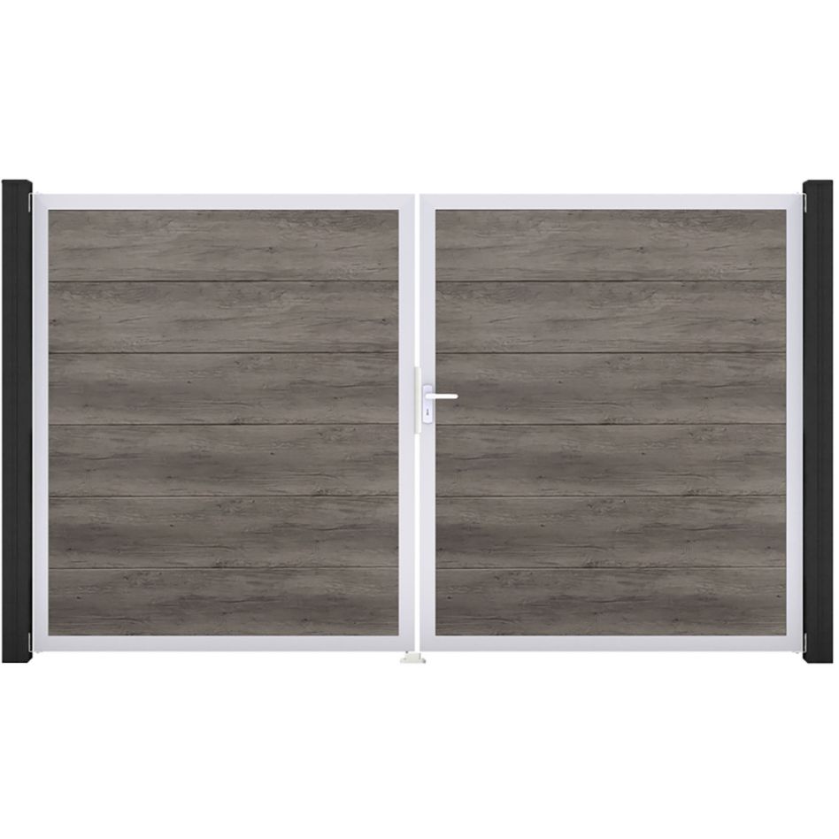 GroJa Doppeltor BasicLine PVC-Steckzaun Monument Oak günstig