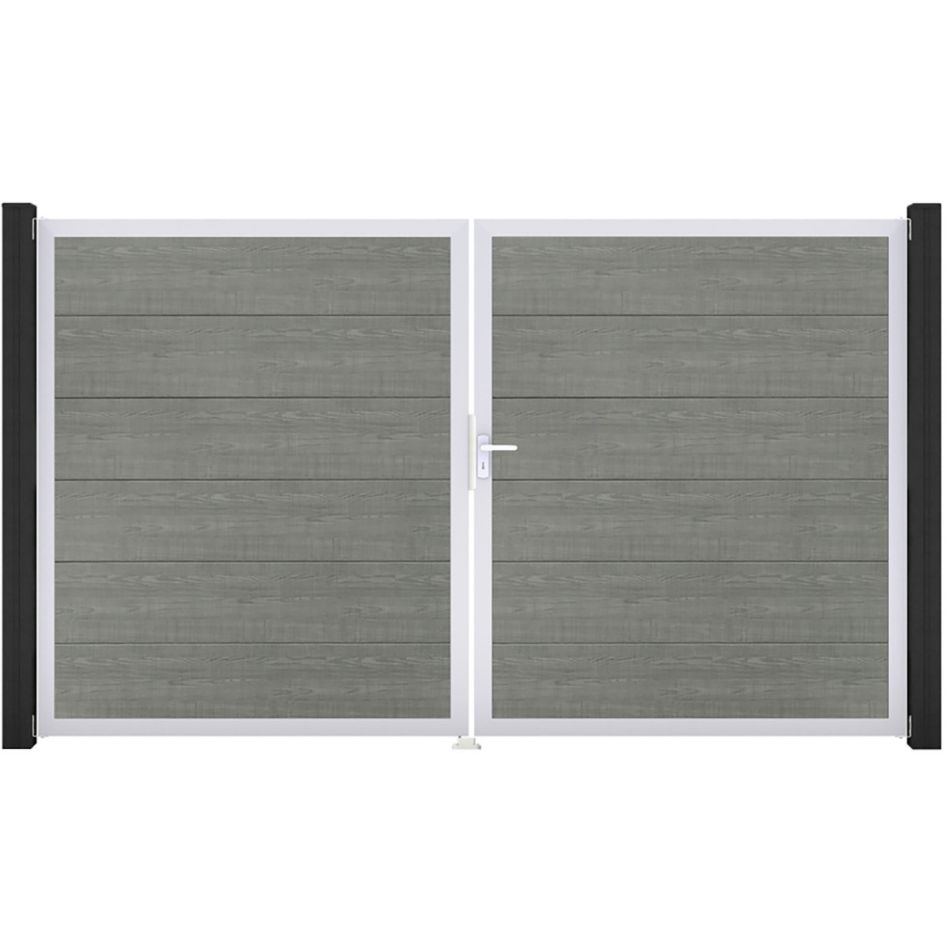 GroJa Doppeltor BasicLine PVC-Steckzaun Grey Ash Cut günstig