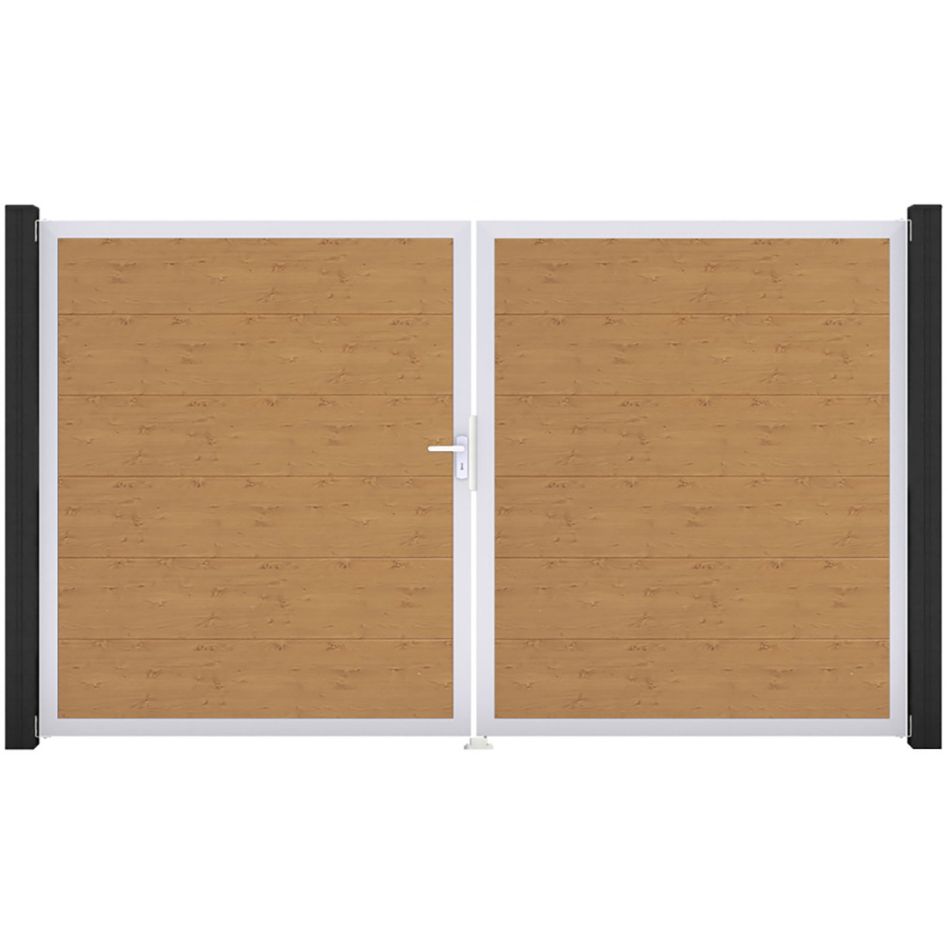 GroJa Doppeltor BasicLine PVC-Steckzaun Asteiche Natur günstig
