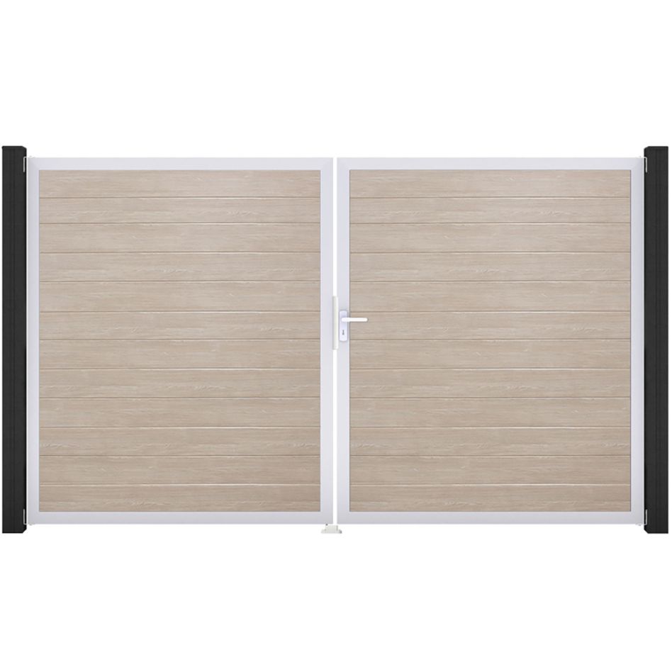 GroJa Doppeltor BasicLine schmal PVC-Steckzaun Sheffield Oak günstig