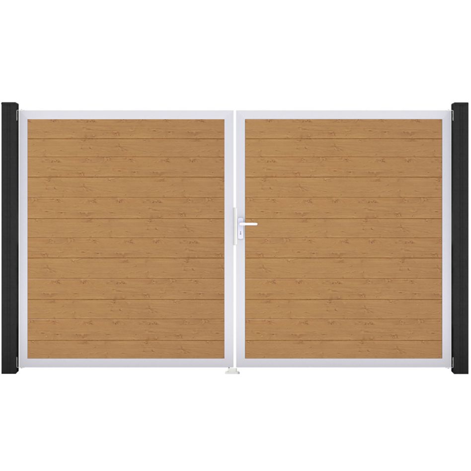 GroJa Doppeltor BasicLine schmal PVC-Steckzaun Asteiche Natur günstig