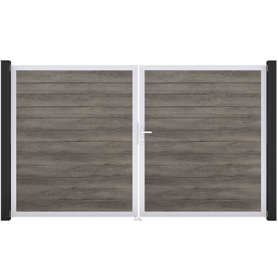GroJa Doppeltor BasicLine schmal PVC-Steckzaun Monument Oak günstig
