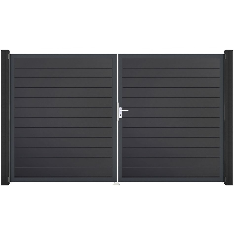 GroJa Doppeltor BasicLine schmal PVC-Steckzaun Anthrazit günstig