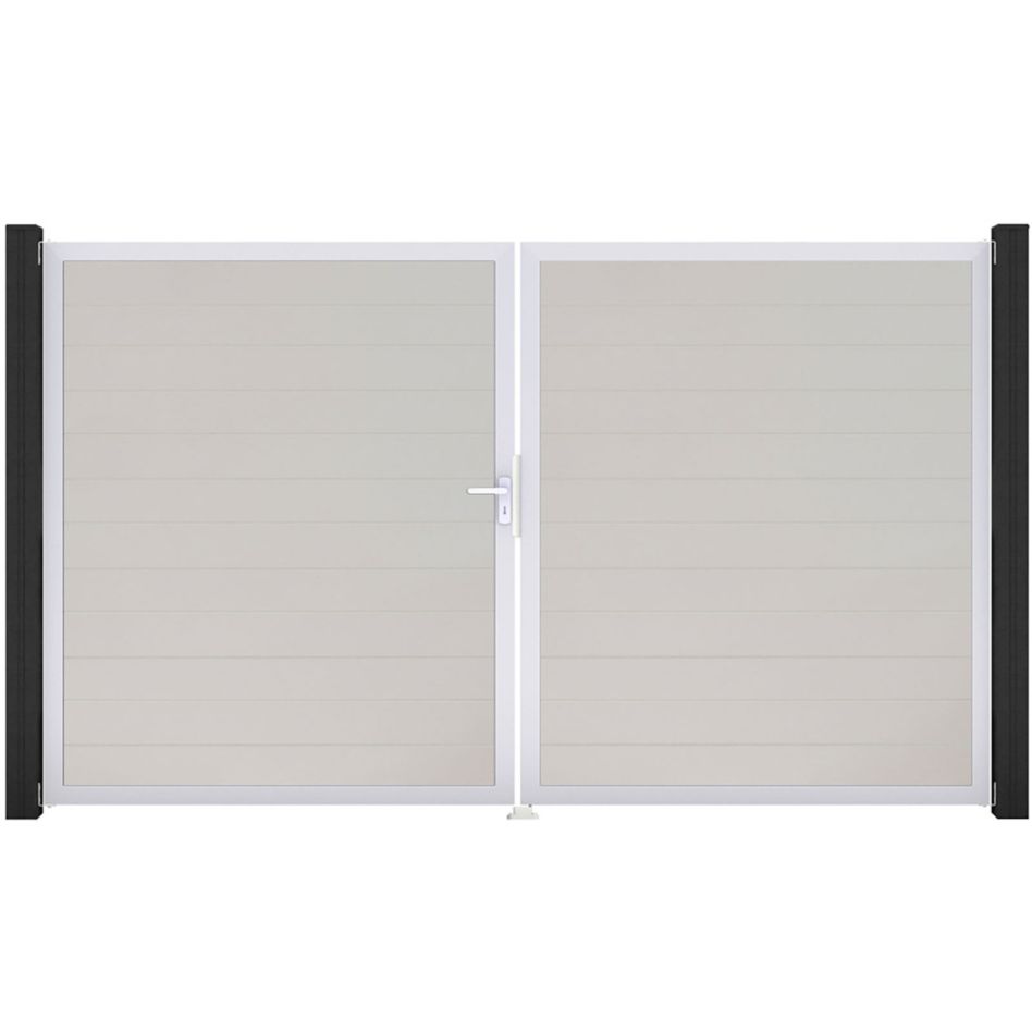 GroJa Doppeltor BasicLine schmal PVC-Steckzaun Weiß günstig