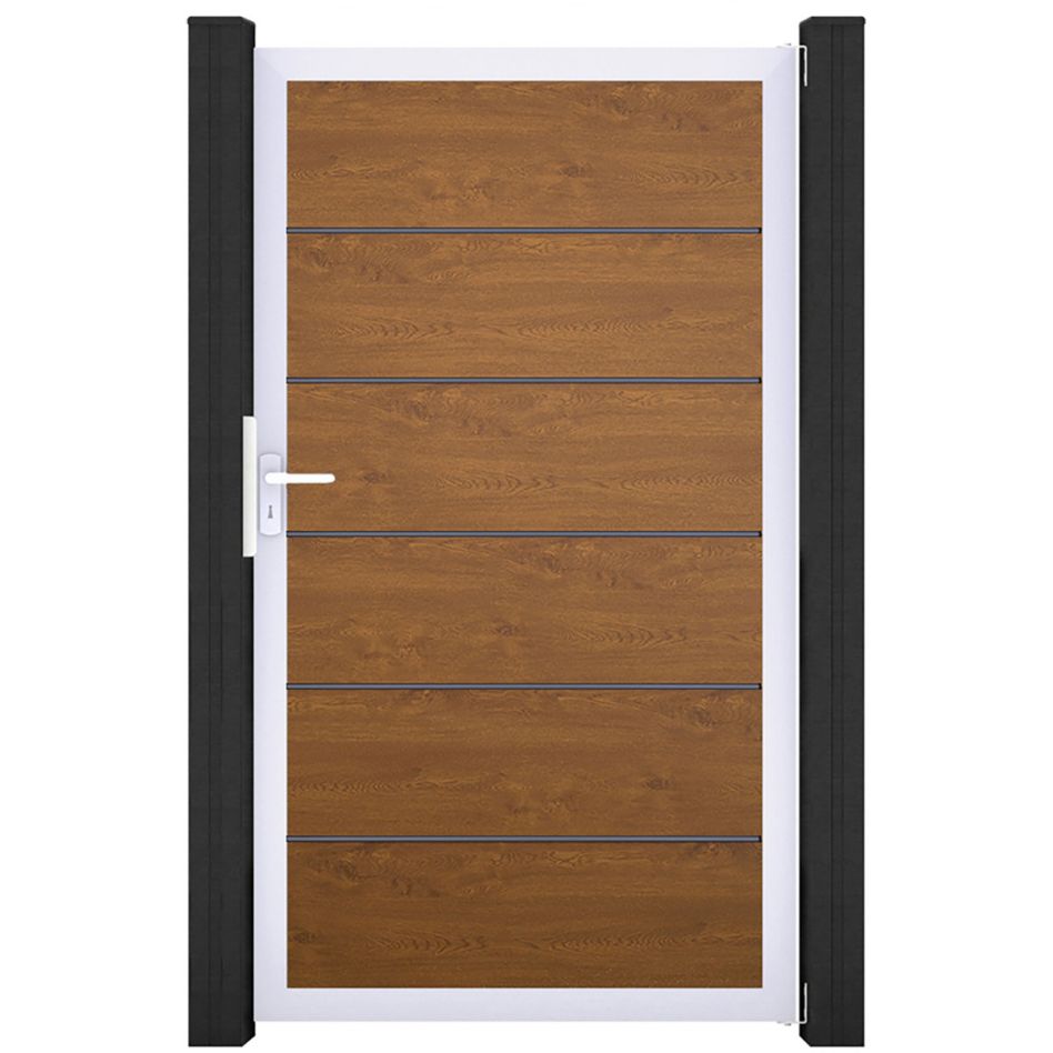GroJa Einzeltor BasicLine Premium PVC-Steckzaun Golden Oak günstig