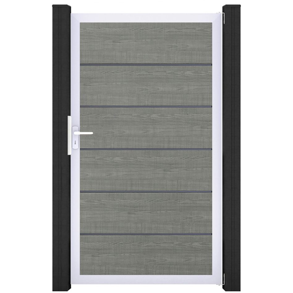 GroJa Einzeltor BasicLine Premium PVC-Steckzaun Grey Ash Cut günstig