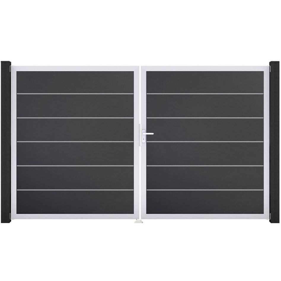 GroJa Doppeltor BasicLine Premium PVC-Steckzaun Anthrazit günstig
