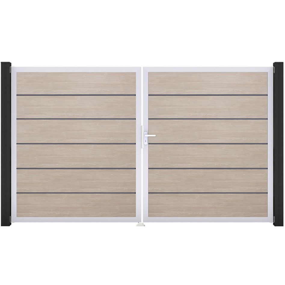 GroJa Doppeltor BasicLine Premium PVC-Steckzaun Sheffield Oak günstig