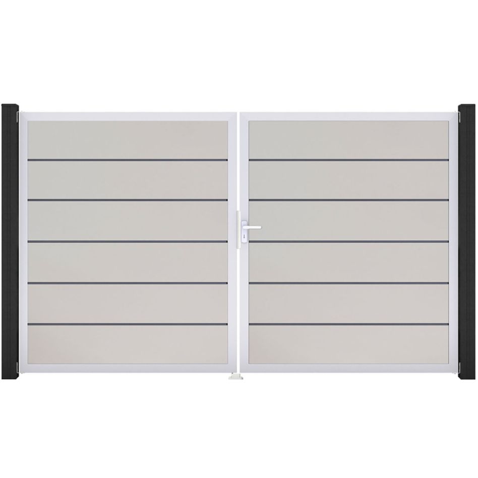 GroJa Doppeltor BasicLine Premium PVC-Steckzaun Weiß günstig
