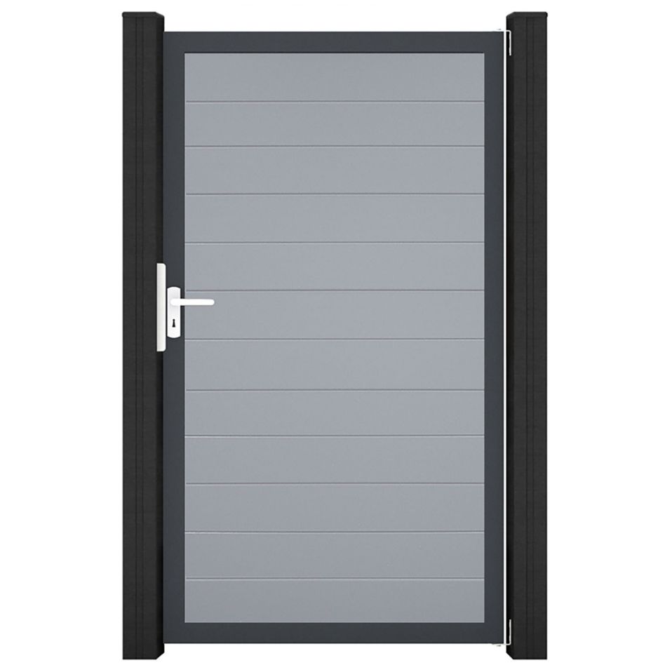 GroJa Einzeltor BasicLine schmal PVC-Steckzaun Silbergrau günstig