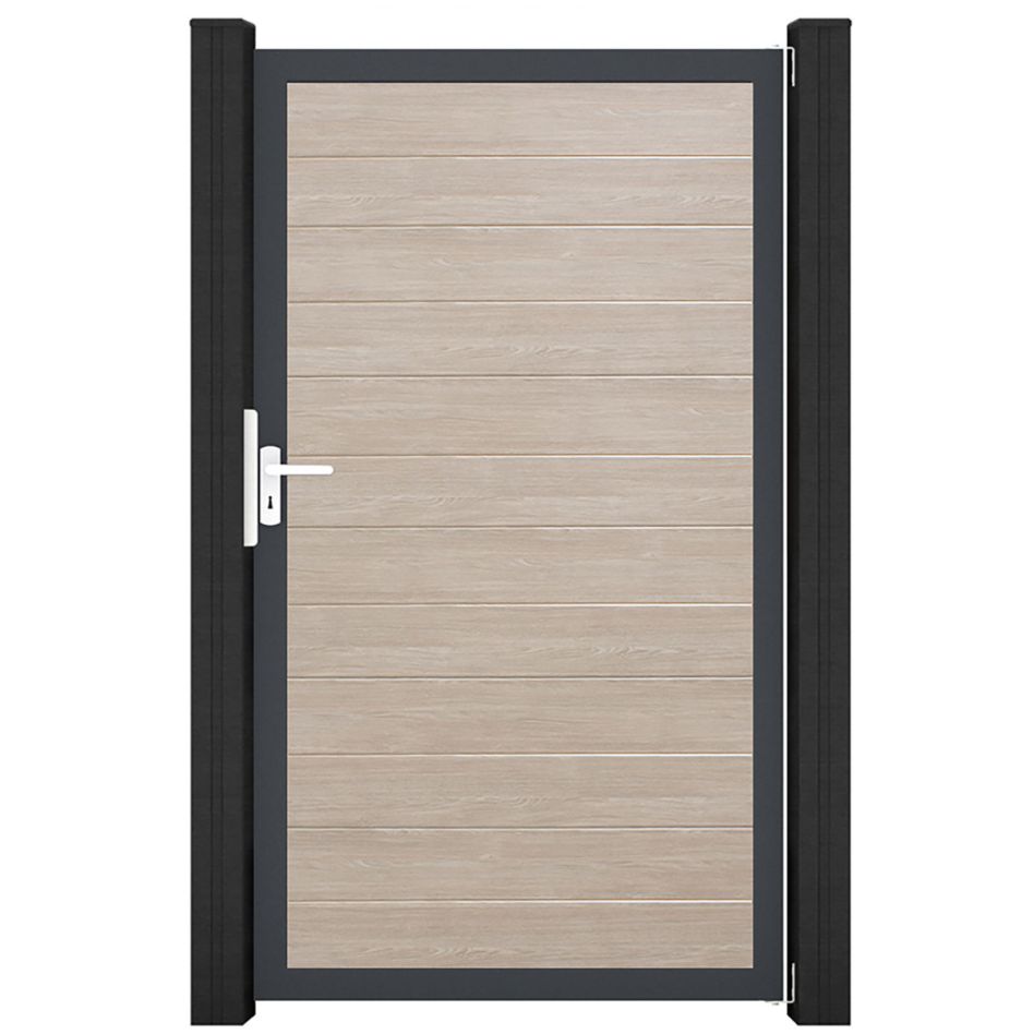 GroJa Einzeltor BasicLine schmal PVC-Steckzaun Sheffield Oak günstig