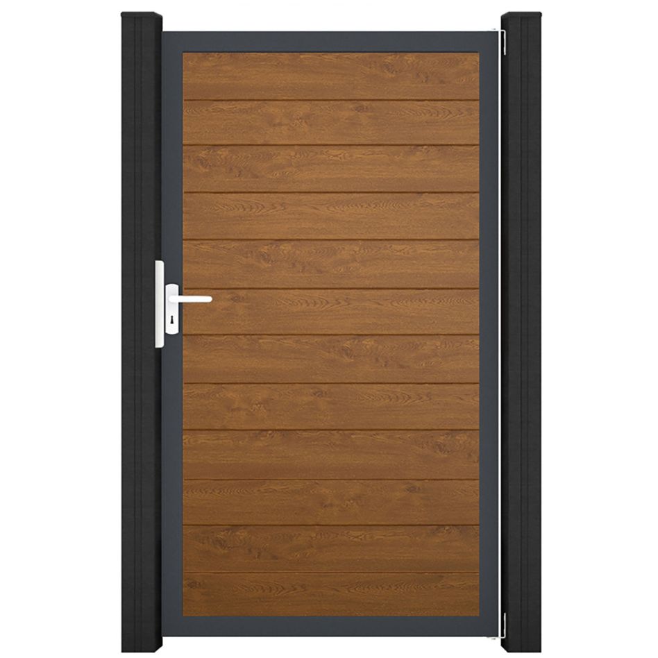 GroJa Einzeltor BasicLine schmal PVC-Steckzaun Golden Oak günstig