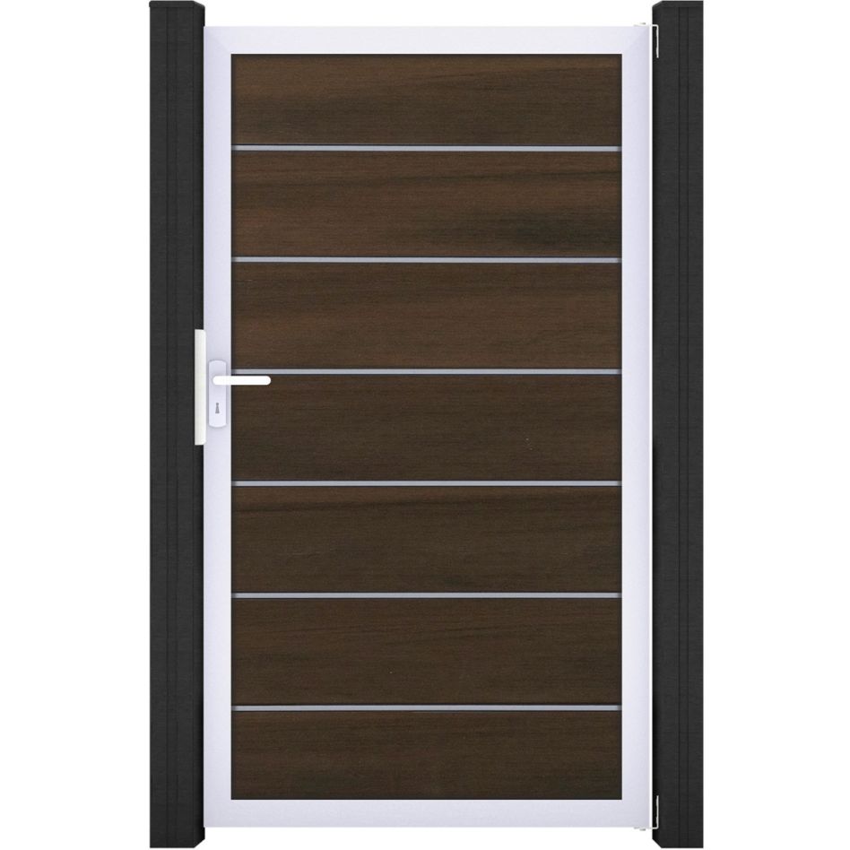 GroJa Einzeltor Solid Grande Premium Steckzaun Walnuss co-extrudiert günstig