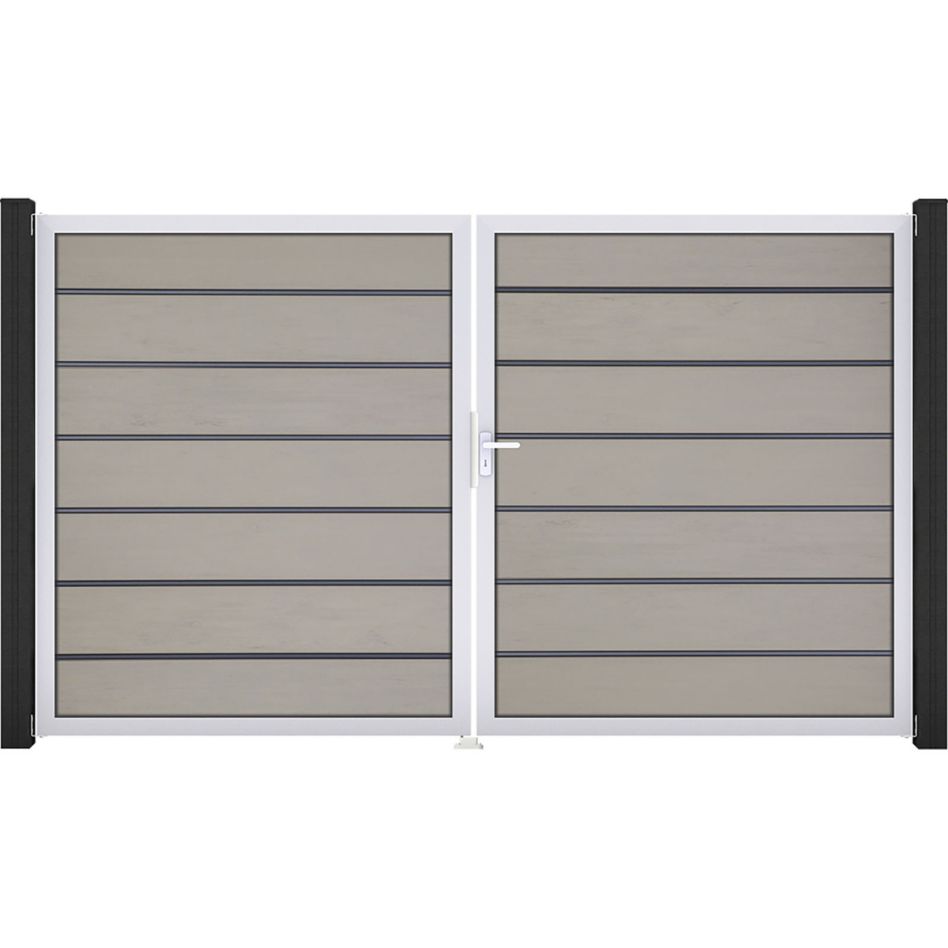 GroJa Doppeltor Solid Grande Premium Steckzaun Bi-Color Sand günstig