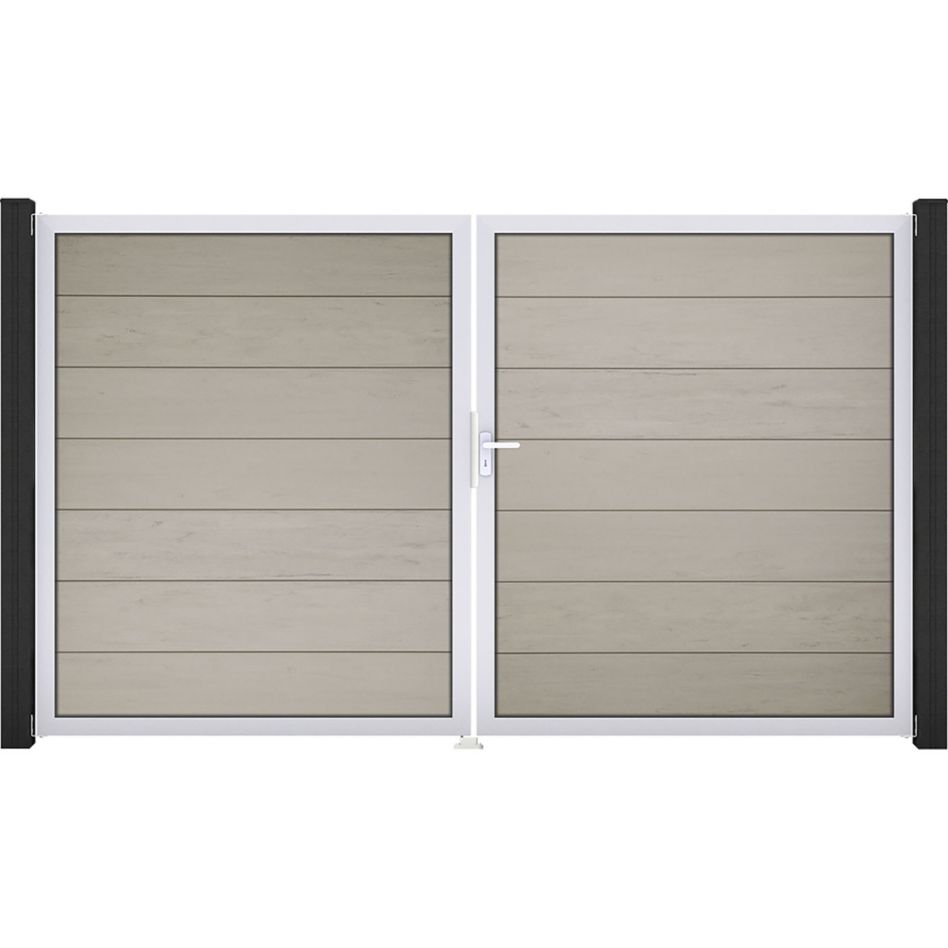 GroJa Doppeltor Solid Grande Steckzaun Bi-Color Sand günstig