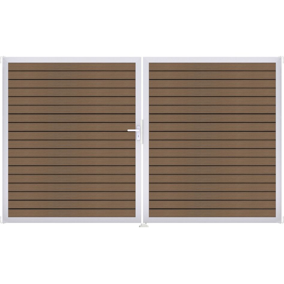 GroJa Doppeltor Solid Rhombus BPC-Steckzaun Teak co-extrudiert günstig