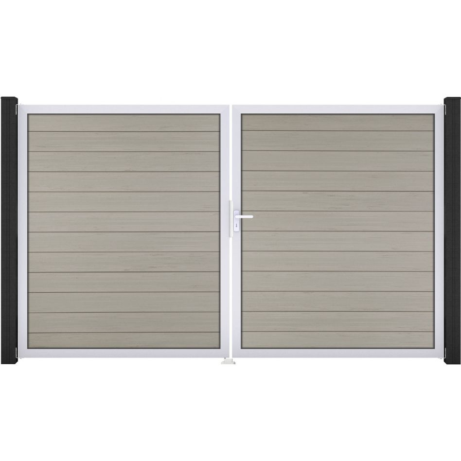 GroJa Doppeltor Solid Steckzaun Bi-Color Sand günstig