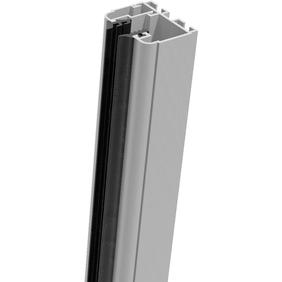 GroJa rail de serrage pour poteau alu brise-vue anodisé EV1 similaire RAL 9006, 93,5 cm, droite