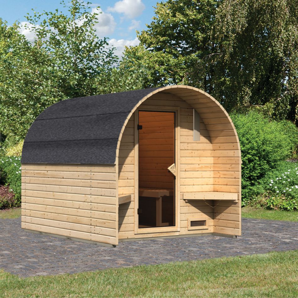 Maison sauna tonneau Karibu 2 naturelle günstig