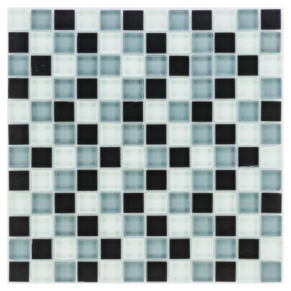 Wellker Glasmosaik Schwarz Grau Weiß 30x30 cm Mosaikfliesen 8 mm, 1 Pack günstig