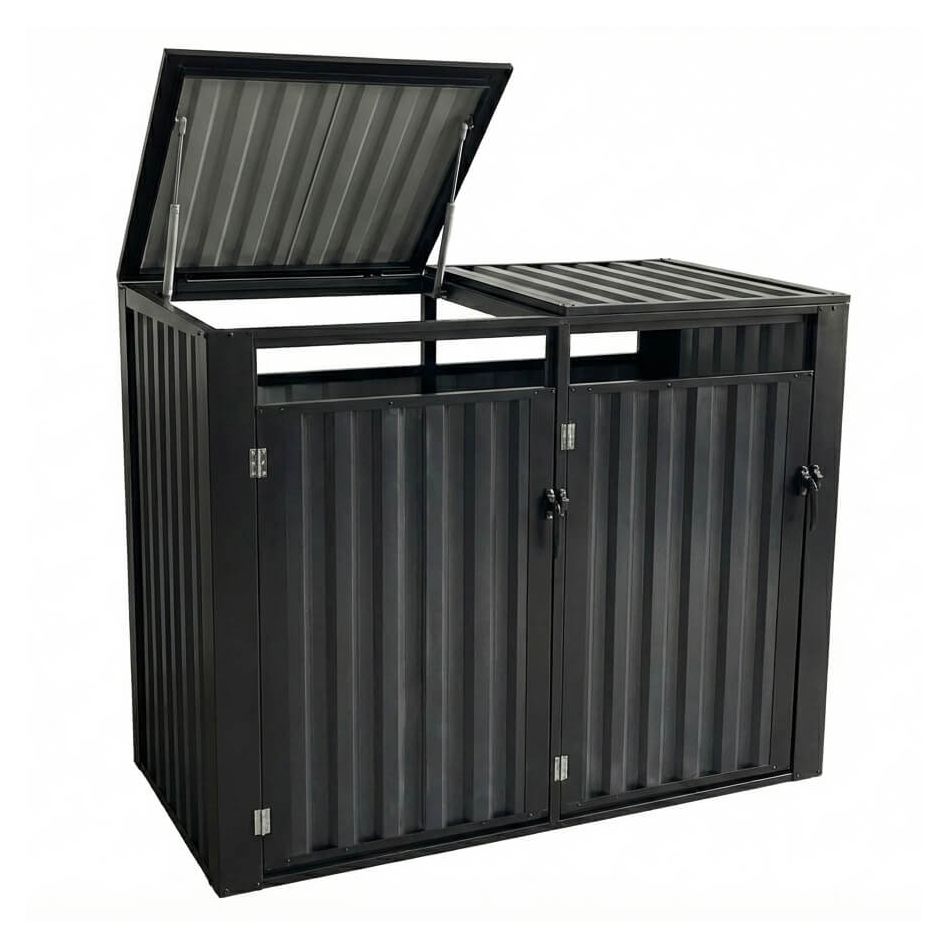 Cache-poubelles 2 bacs en métal Wellker anthracite günstig