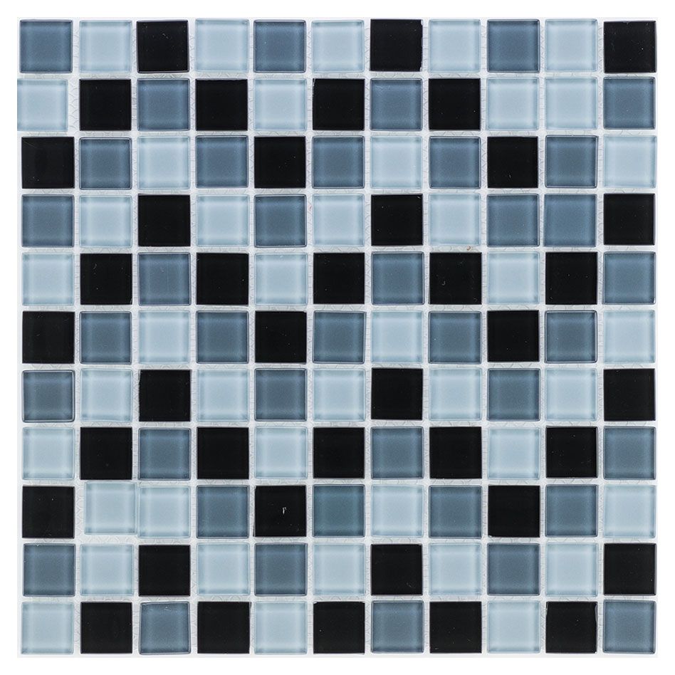 Wellker Glasmosaik Schwarz Grau 30x30 cm Mosaikfliesen 4 mm, 1 Pack