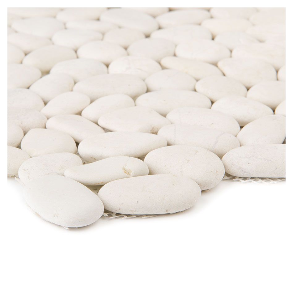 Wellker Natursteinmosaik Flusskiesel Quito White matt 30,5x30,5 cm Mosaikfliesen, 1 Pack