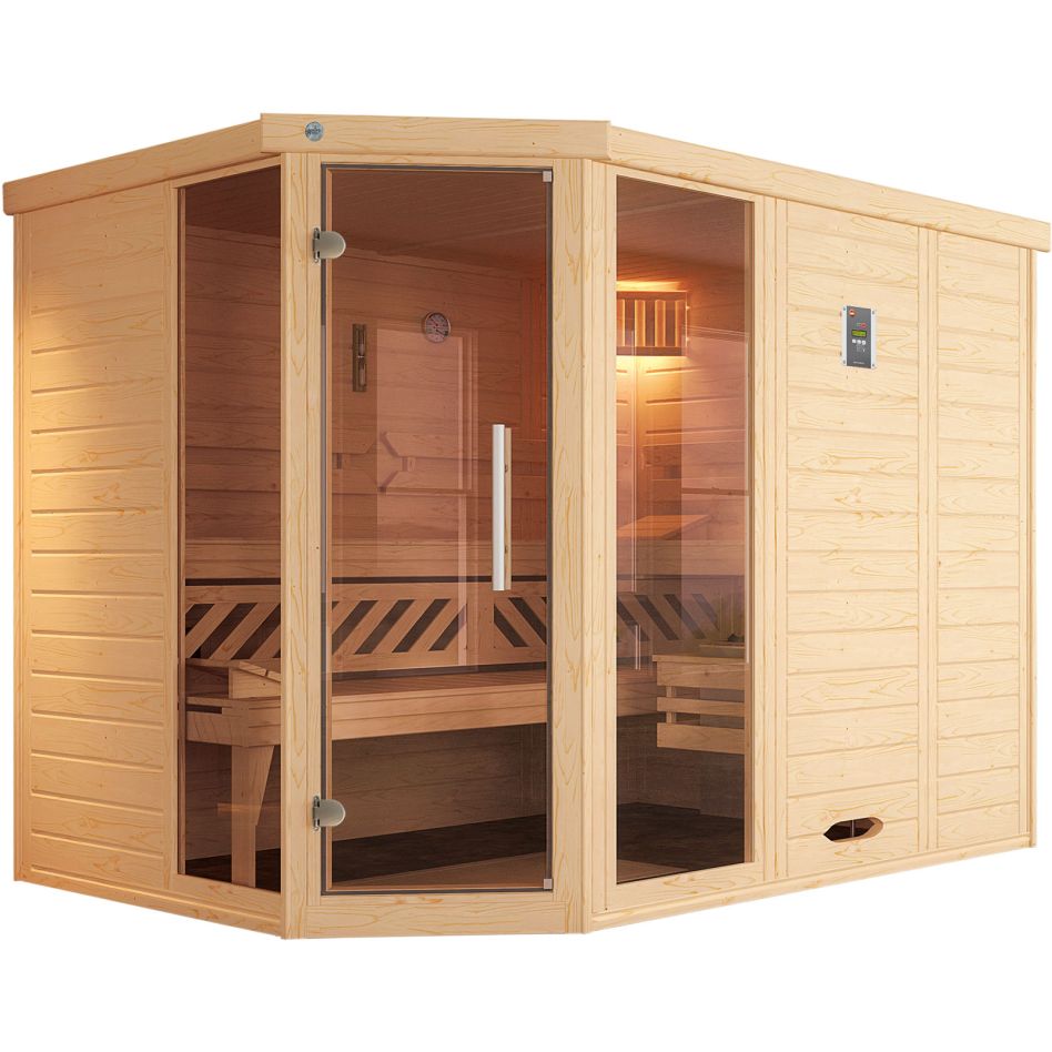 weka Designsauna Ecksauna KEMI Fichte günstig