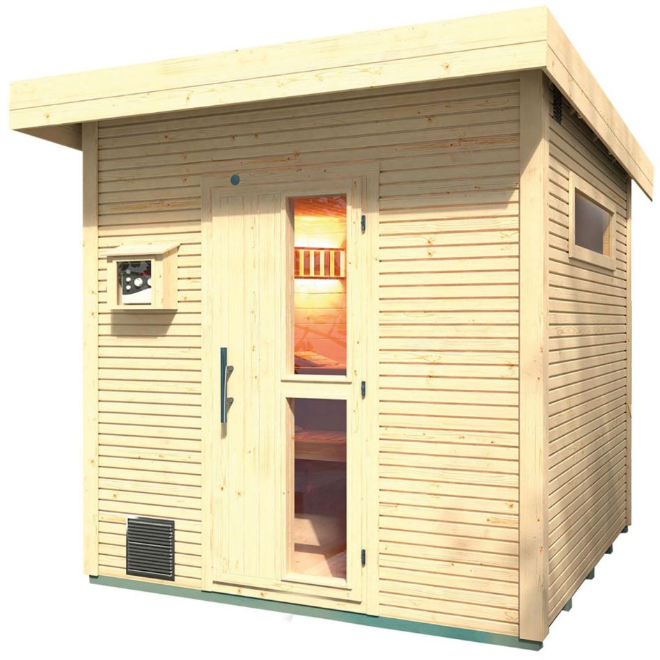 weka Saunahaus "Kuopio" Set, 9 kW-Ofen mit analoger Steuerung