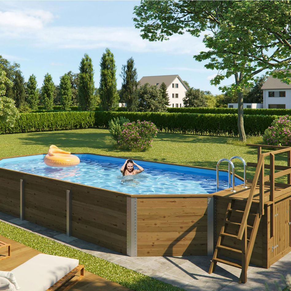 weka Rechteckpool "MALI 5 mit Technikraum" BxLxH: 376x850x116 cm