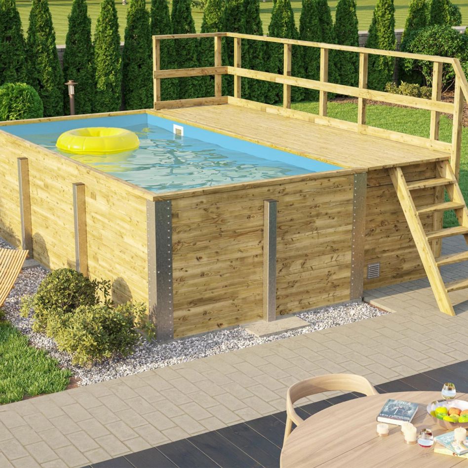 weka Massivholzpool 595 Swimmingpool inkl. Folie blau günstig